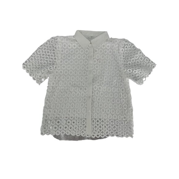 🐚 NWT White Eyelet Crochet 2-Piece Matching Set Resort Outfit L 🐚 - Picture 8 of 13